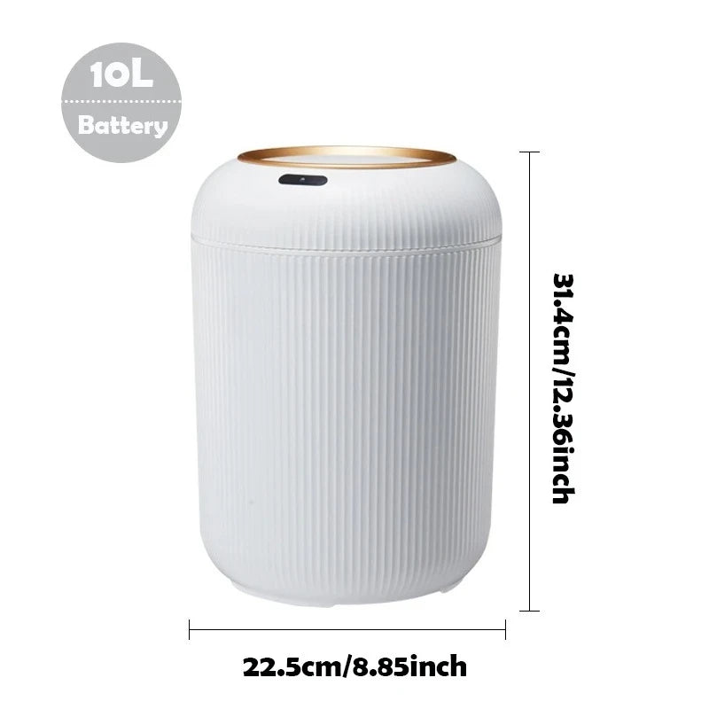 Automatic Motion Sensor Trash Can with Lid, 10L Smart Bin for Kitchen, Bathroom & Bedroom