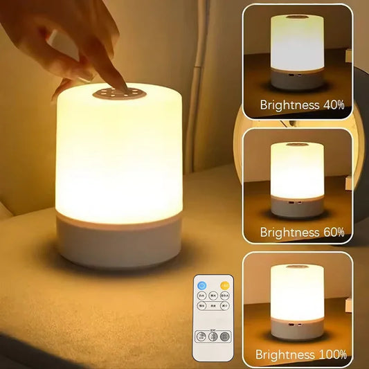 Touch Control Dimmable LED Night Light-Portable Bedside Lamp with Remote