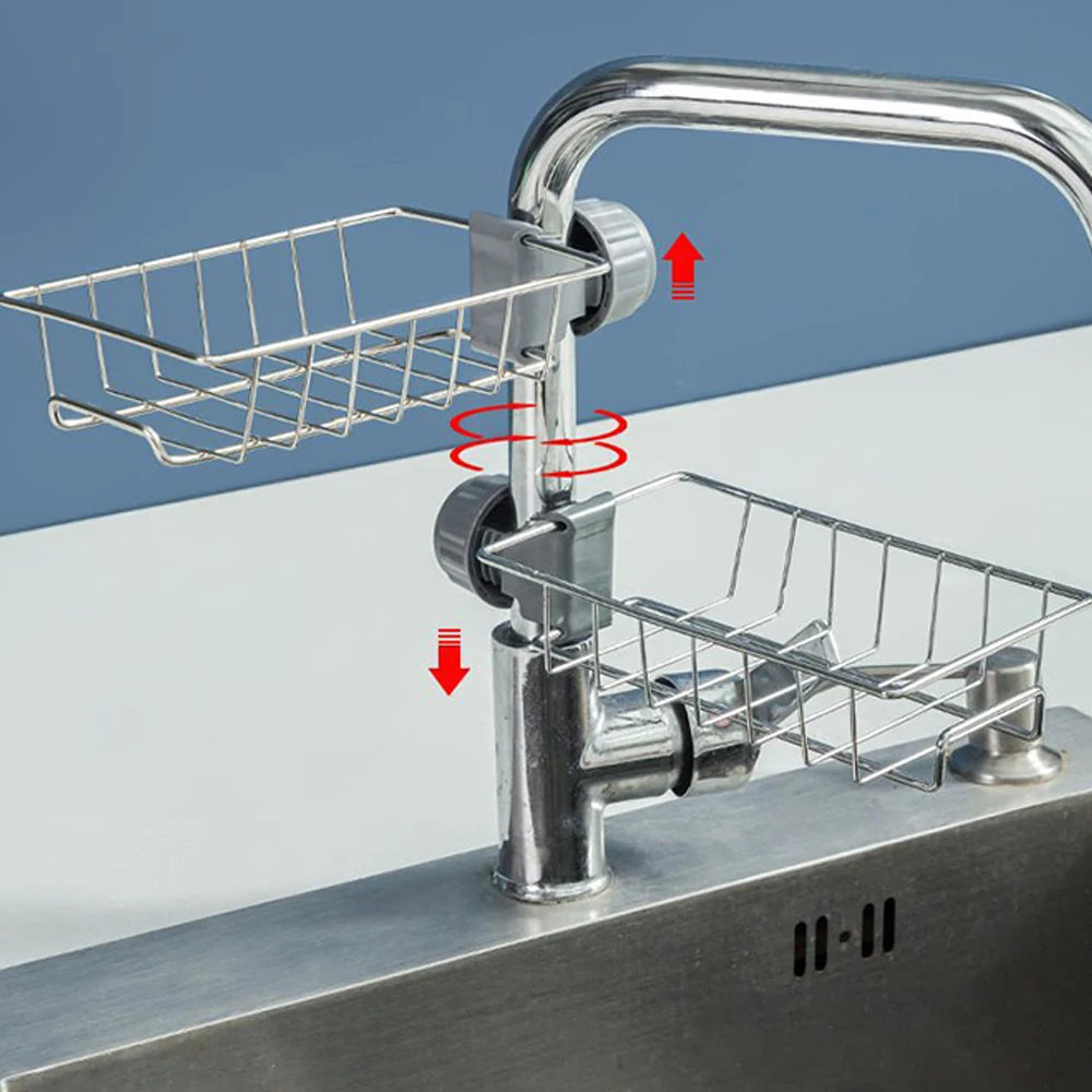 Faucet-Mount Sink Caddy for Sponges and Soap