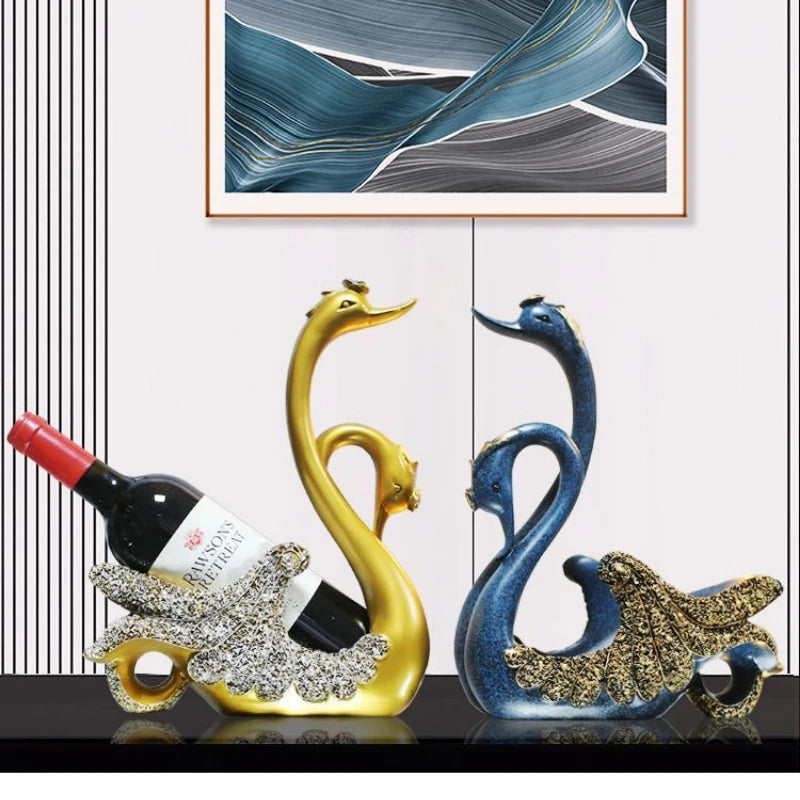 Elegant Swan Wine Holder Sculpture