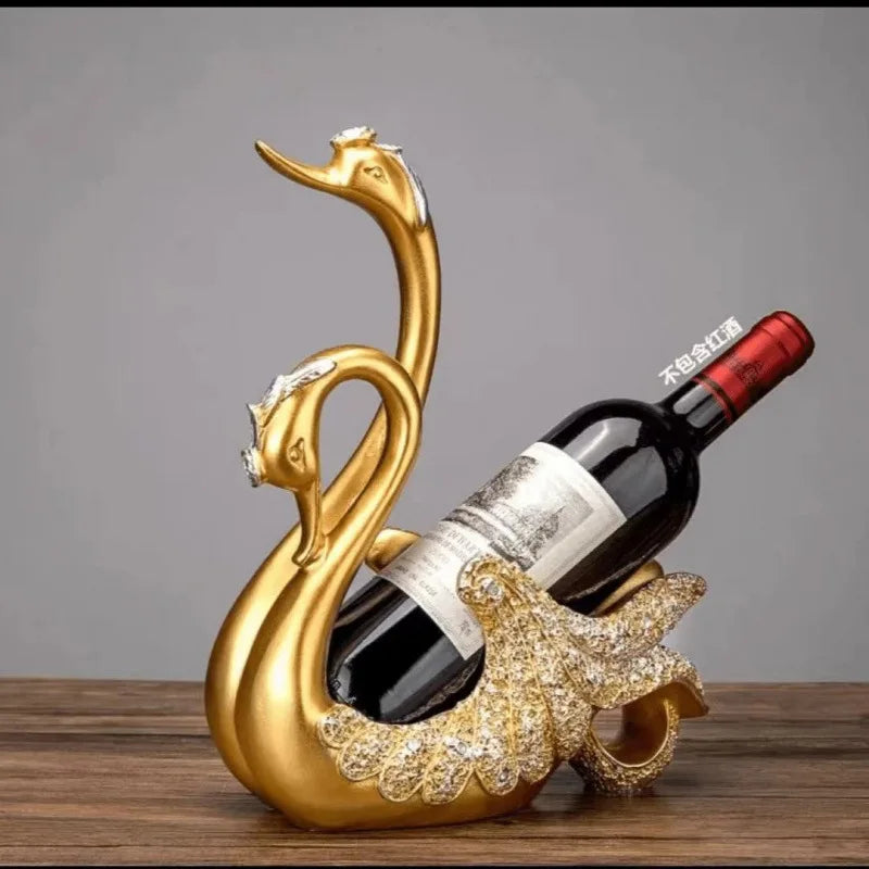 Elegant Swan Wine Holder Sculpture
