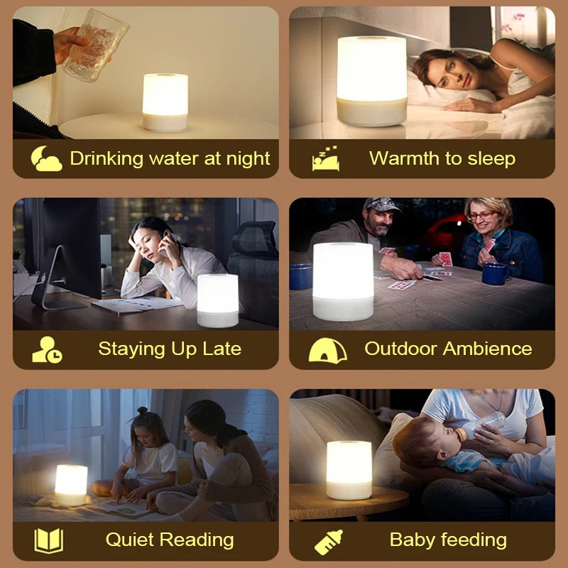 Touch Control Dimmable LED Night Light-Portable Bedside Lamp with Remote