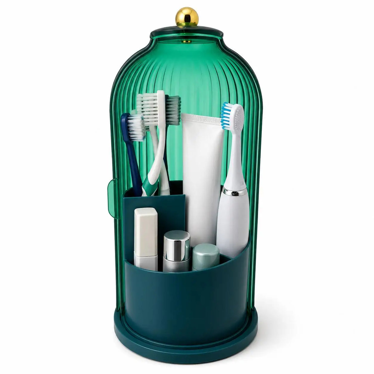 Luxury Rotating Makeup Brush Organizer with Dustproof Cover
