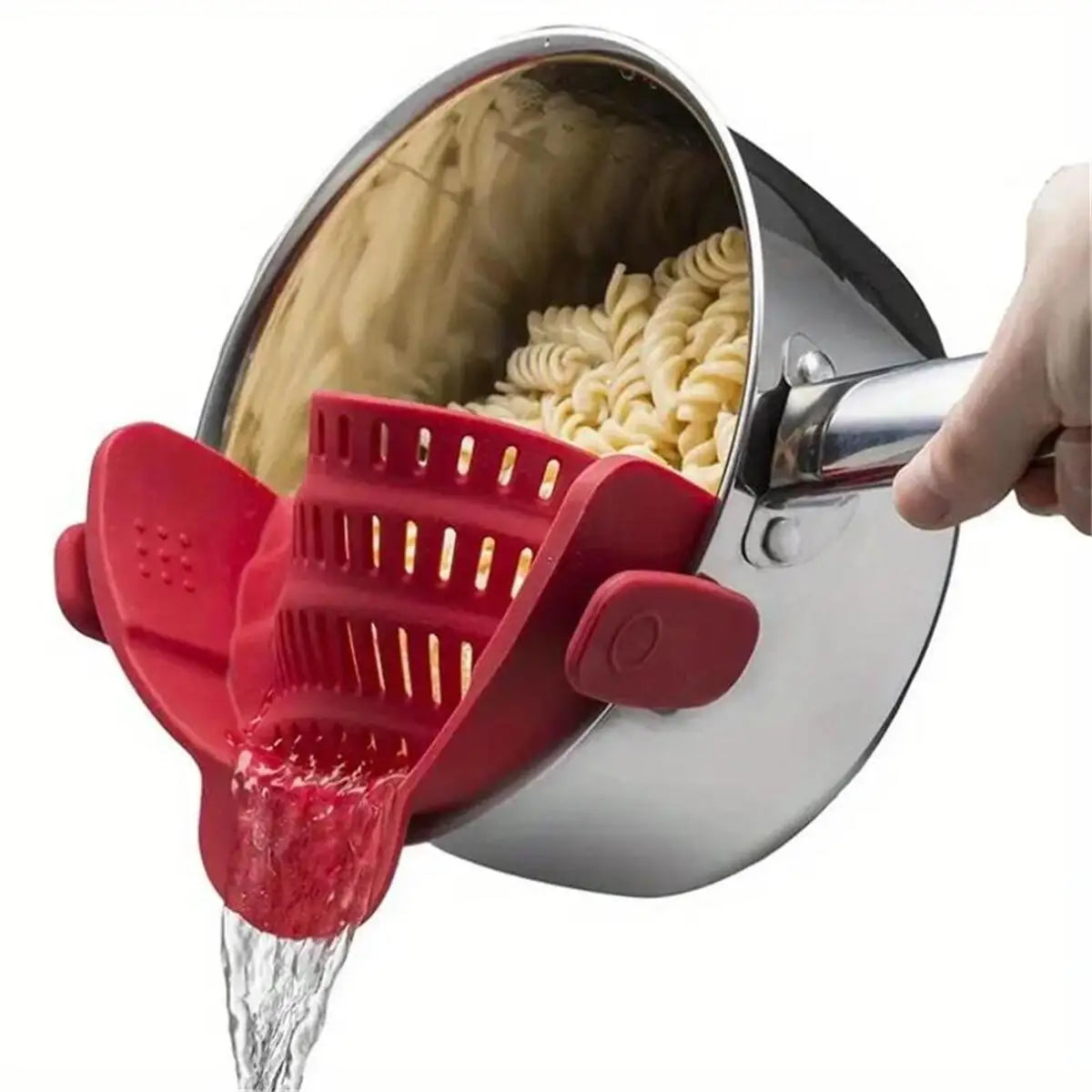 Snap-N-Strain Silicone Pot Strainer-Universal Clip-On Kitchen Colander