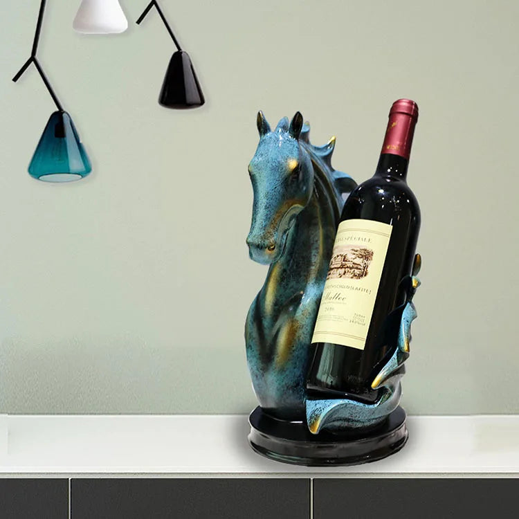 Majestic Horse Head Tabletop Wine Bottle Rack