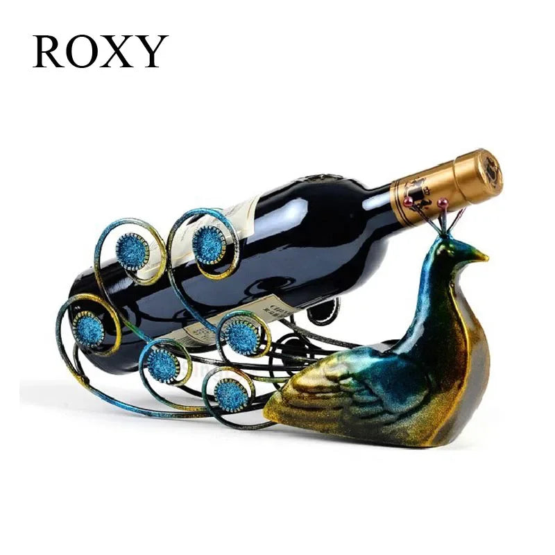 Elegant Peacock Sculptural Wine Holder