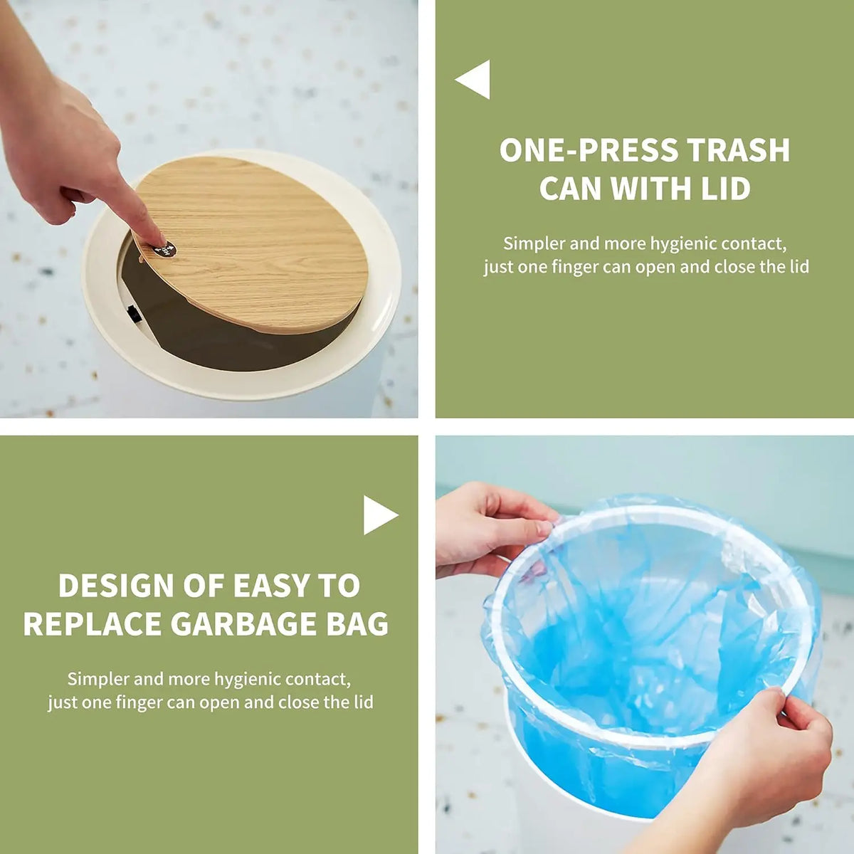 Modern Nordic 7L Trash Can with Wooden Grain Legs