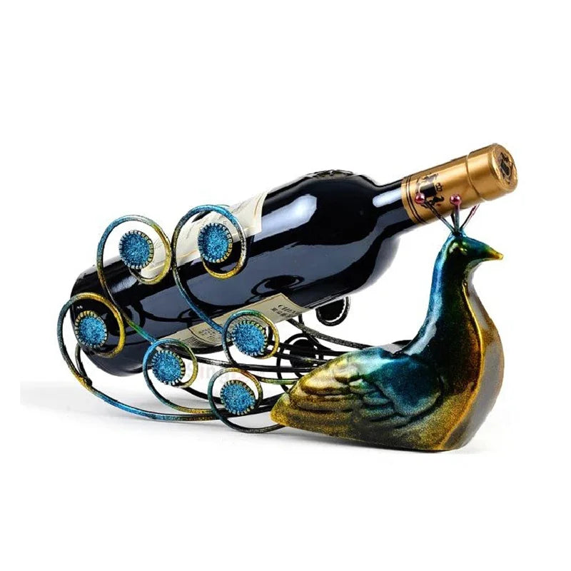 Elegant Peacock Sculptural Wine Holder