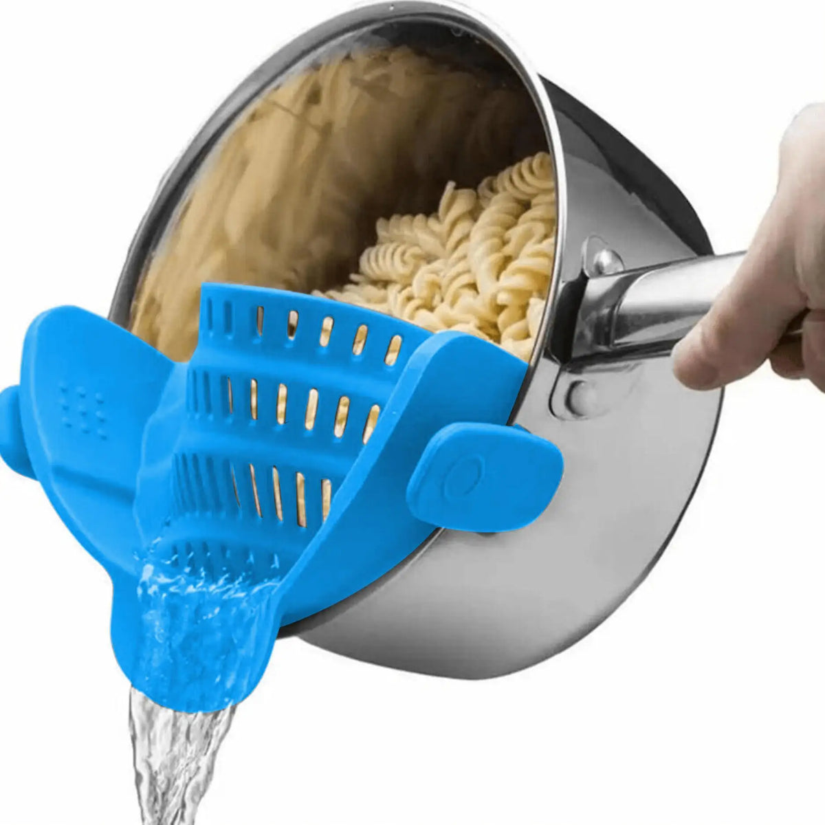 Snap-N-Strain Silicone Pot Strainer-Universal Clip-On Kitchen Colander