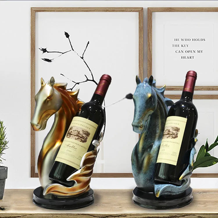 Majestic Horse Head Tabletop Wine Bottle Rack