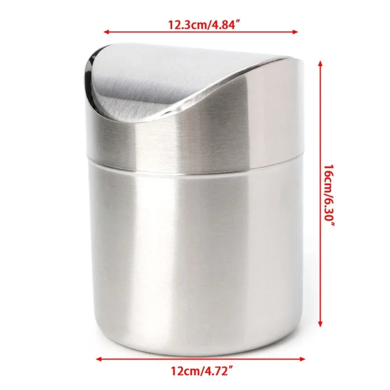 Mini Stainless Steel Countertop Trash Can with Swing Lid, 1.5L