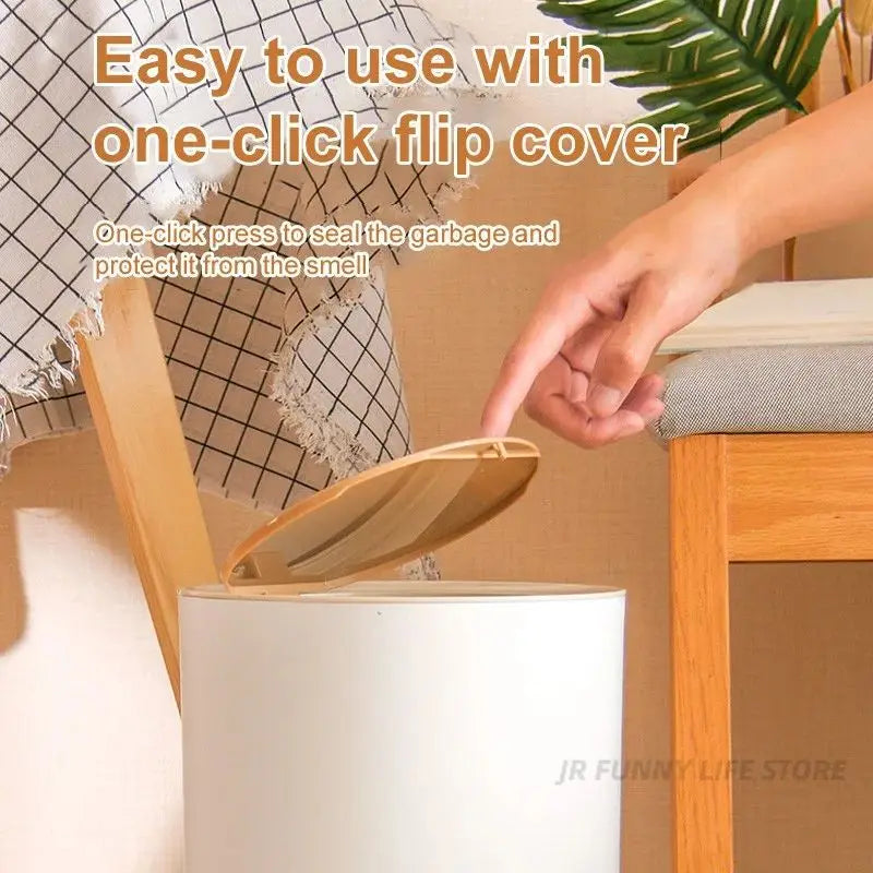 Modern Nordic 7L Trash Can with Wooden Grain Legs