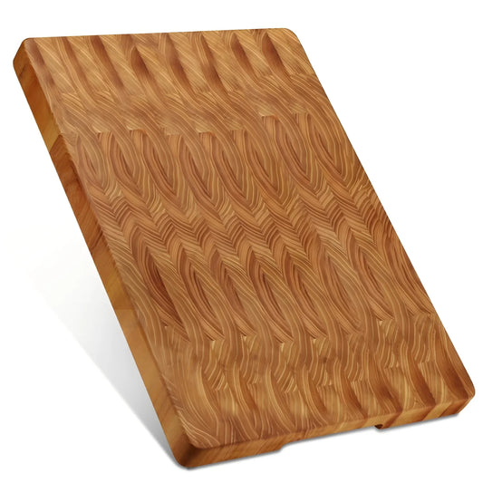 Teak Wood End Grain Cutting Board with Hidden Handles