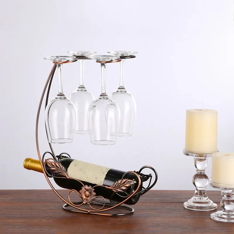 Classical Metal Hanging Wine & Glass Display Rack