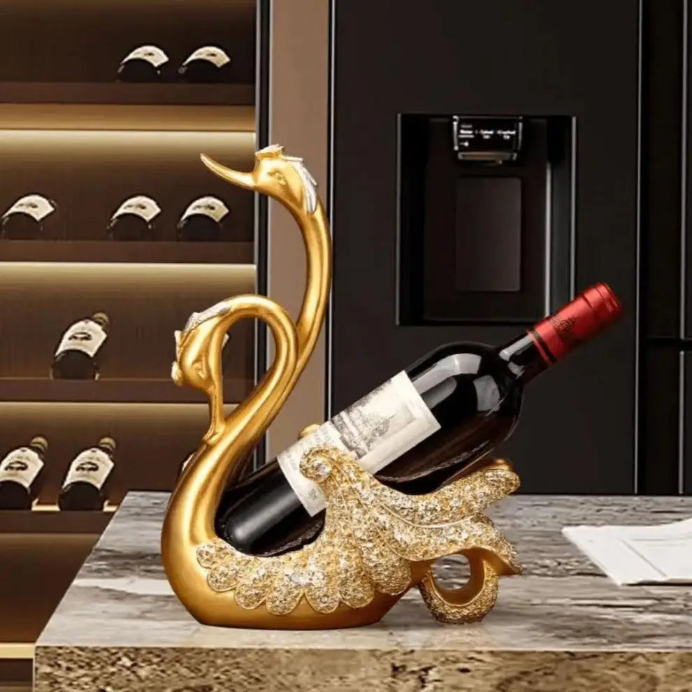 Elegant Swan Wine Holder Sculpture