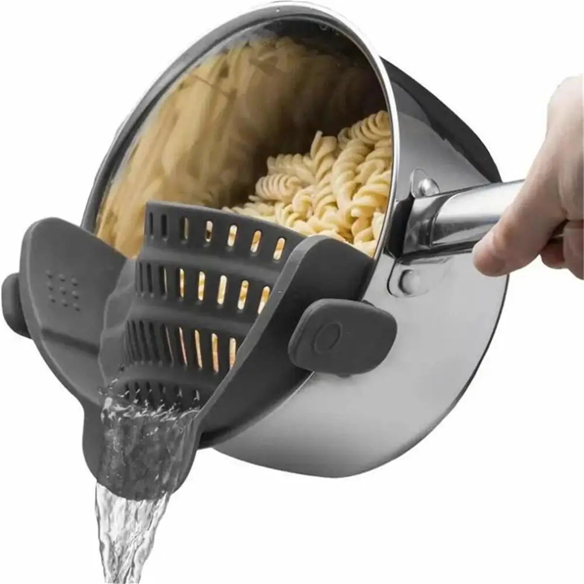 Snap-N-Strain Silicone Pot Strainer-Universal Clip-On Kitchen Colander