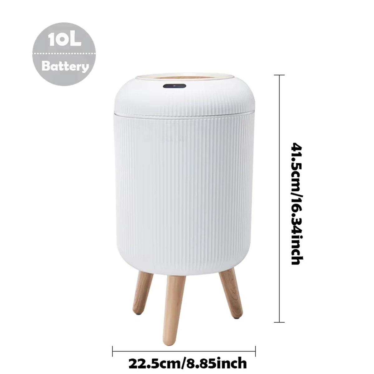 Automatic Motion Sensor Trash Can with Lid, 10L Smart Bin for Kitchen, Bathroom & Bedroom