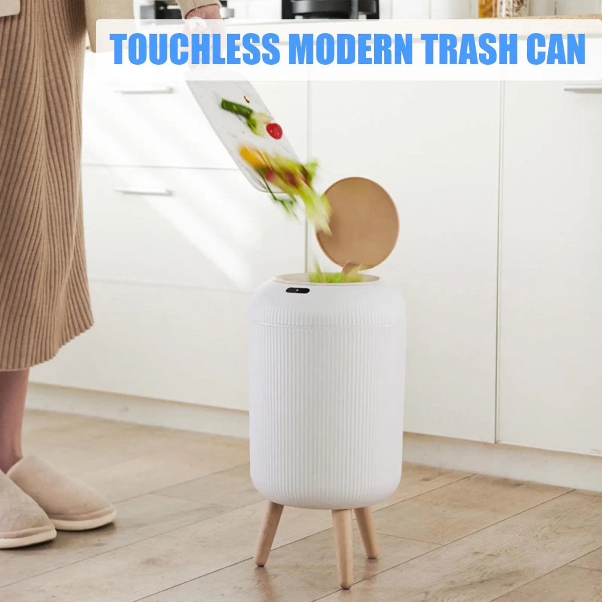 Automatic Motion Sensor Trash Can with Lid, 10L Smart Bin for Kitchen, Bathroom & Bedroom