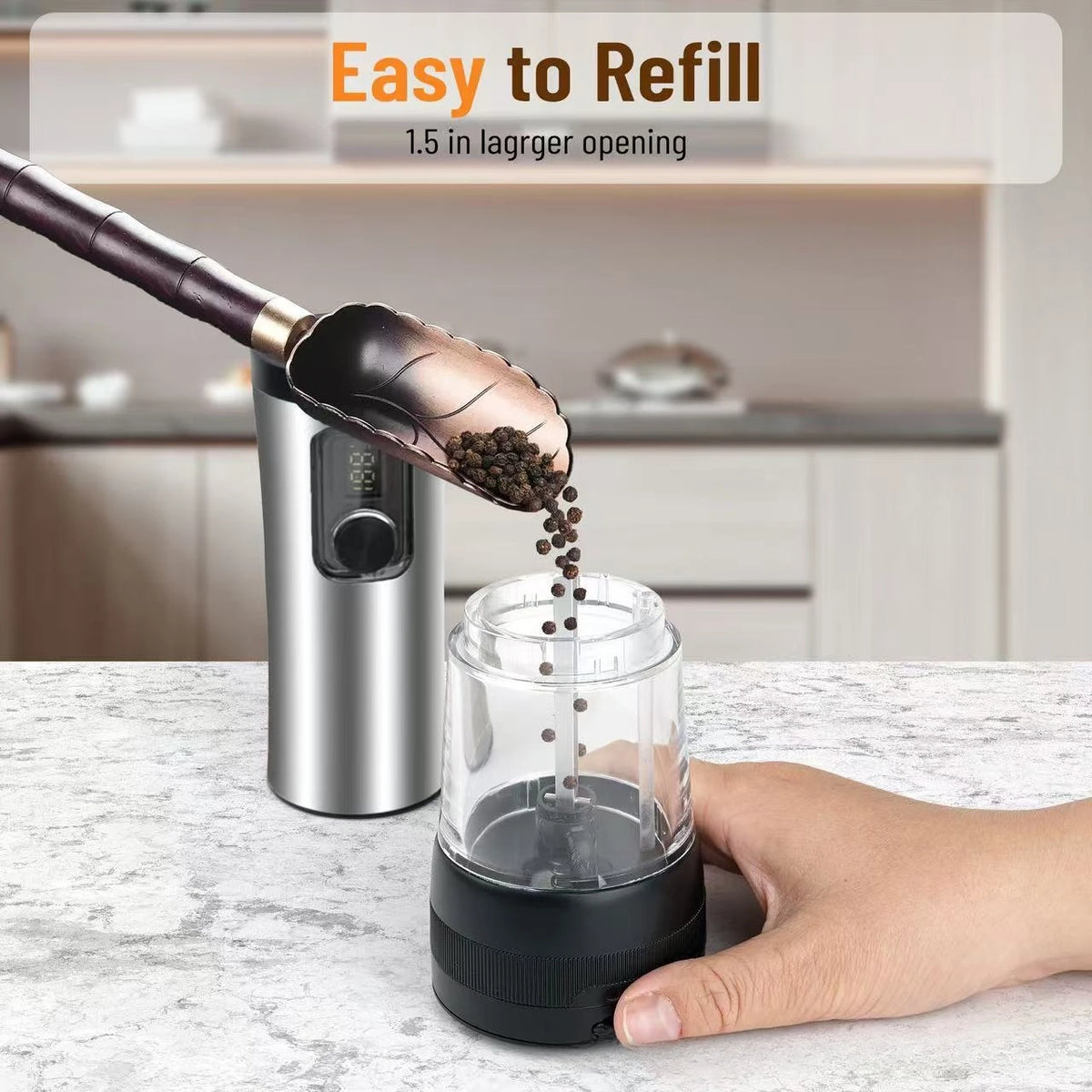 Rechargeable Electric Salt & Pepper Grinder Set with LED Light
