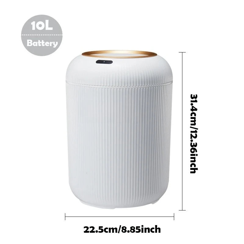 Automatic Motion Sensor Trash Can with Lid, 10L Smart Bin for Kitchen, Bathroom & Bedroom