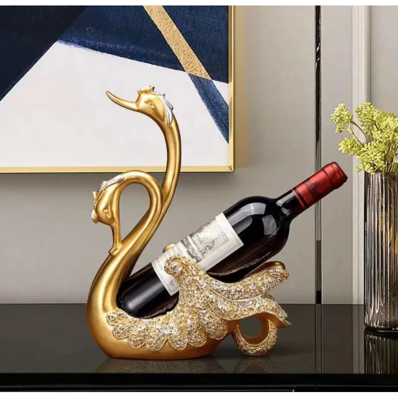 Elegant Swan Wine Holder Sculpture