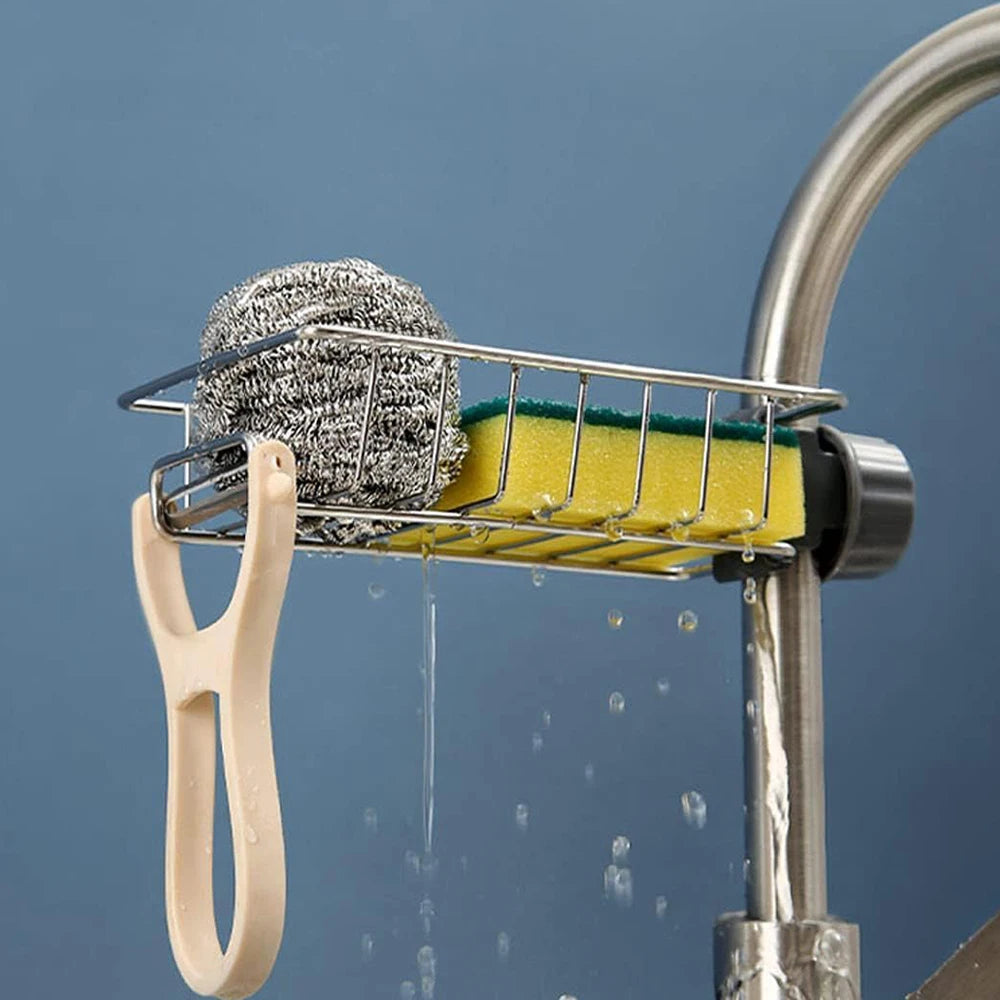 Faucet-Mount Sink Caddy for Sponges and Soap