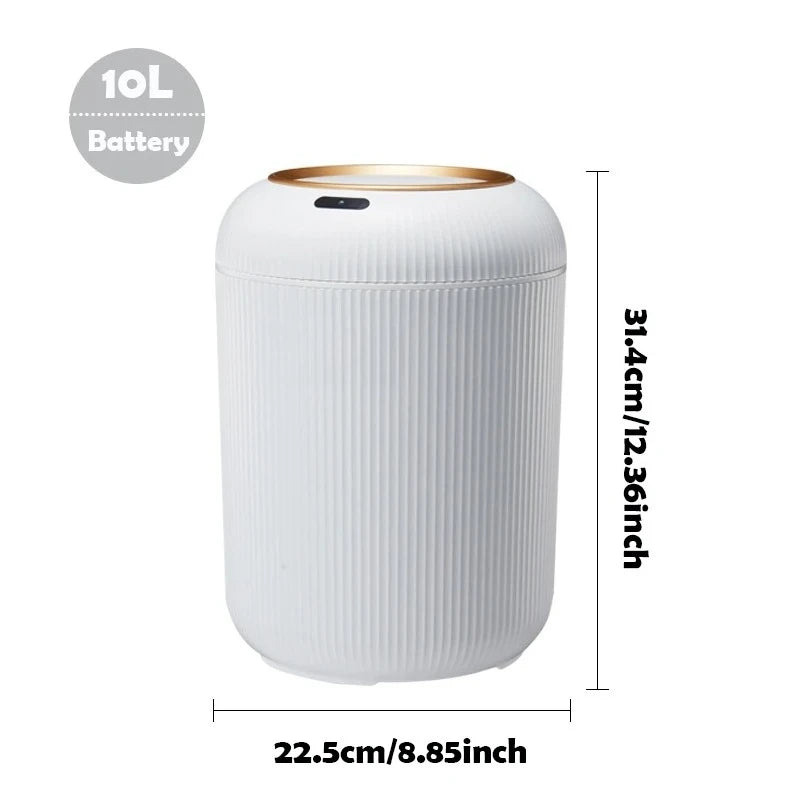 Automatic Motion Sensor Trash Can with Lid, 10L Smart Bin for Kitchen, Bathroom & Bedroom