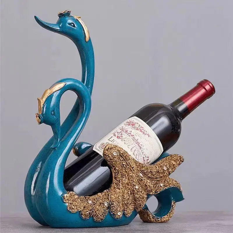 Elegant Swan Wine Holder Sculpture
