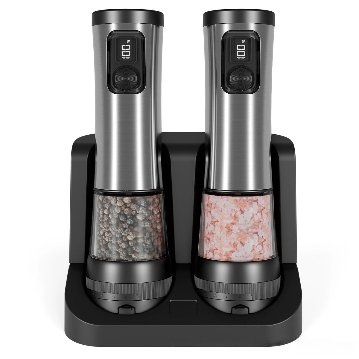 Rechargeable Electric Salt & Pepper Grinder Set with LED Light