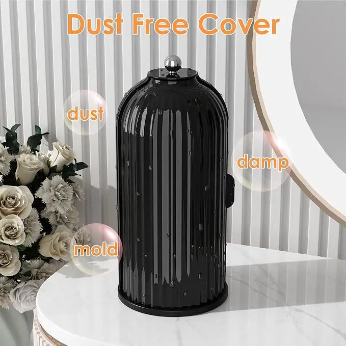 Luxury Rotating Makeup Brush Organizer with Dustproof Cover