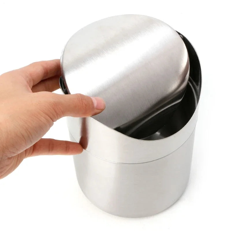 Mini Stainless Steel Countertop Trash Can with Swing Lid, 1.5L