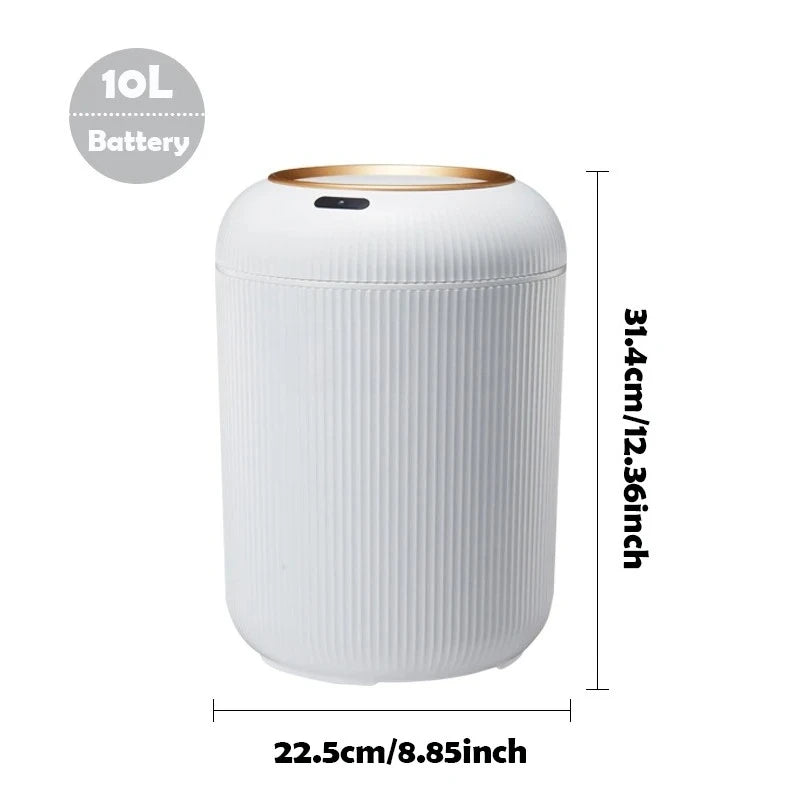 Automatic Motion Sensor Trash Can with Lid, 10L Smart Bin for Kitchen, Bathroom & Bedroom