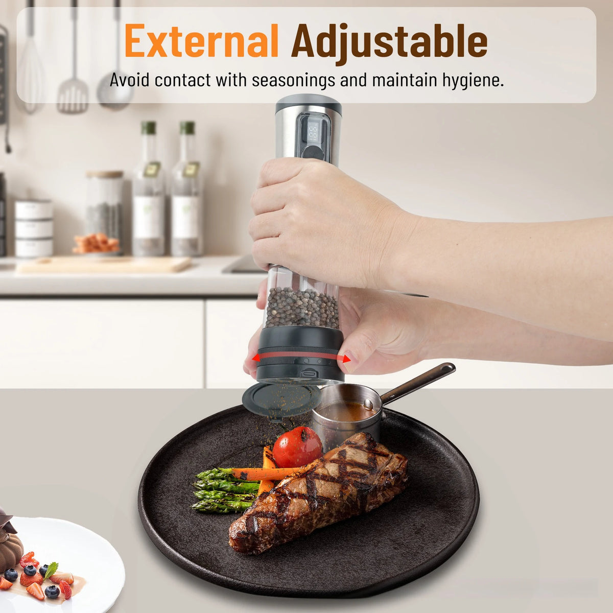 Rechargeable Electric Salt & Pepper Grinder Set with LED Light